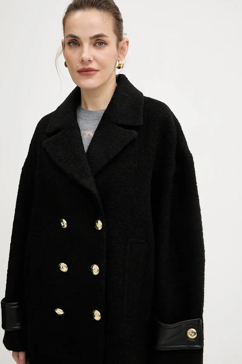 cappotto con aggiunta di lana colore nero 105559 A2SH miniatura 4