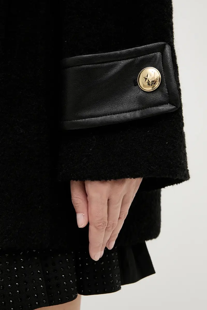 cappotto con aggiunta di lana colore nero 105559 A2SH miniatura 5