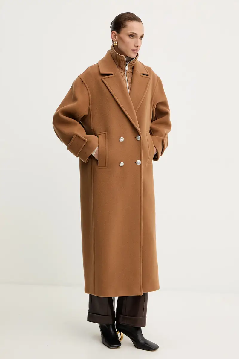 cappotto con lana colore marrone 105770 A2SM miniatura 2