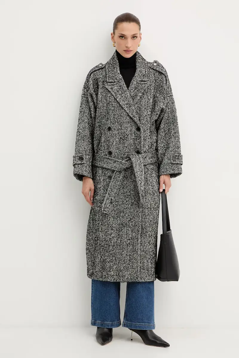 cappotto con lana colore nero 105562 A2SE miniatura 2