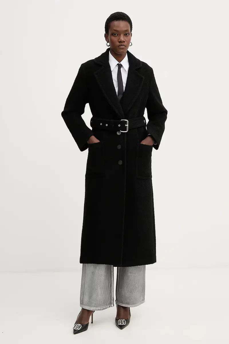 cappotto con lana colore nero 105695 A2UB miniatura 2