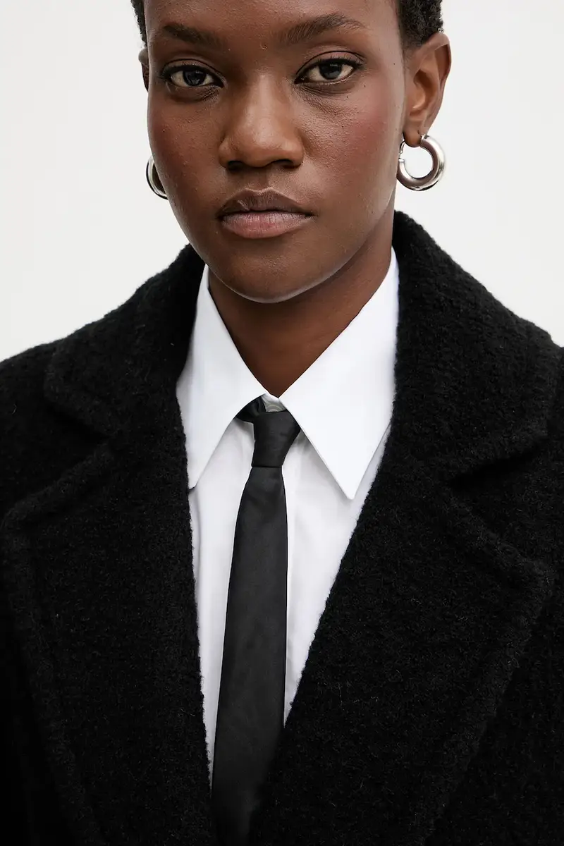 cappotto con lana colore nero 105695 A2UB miniatura 4