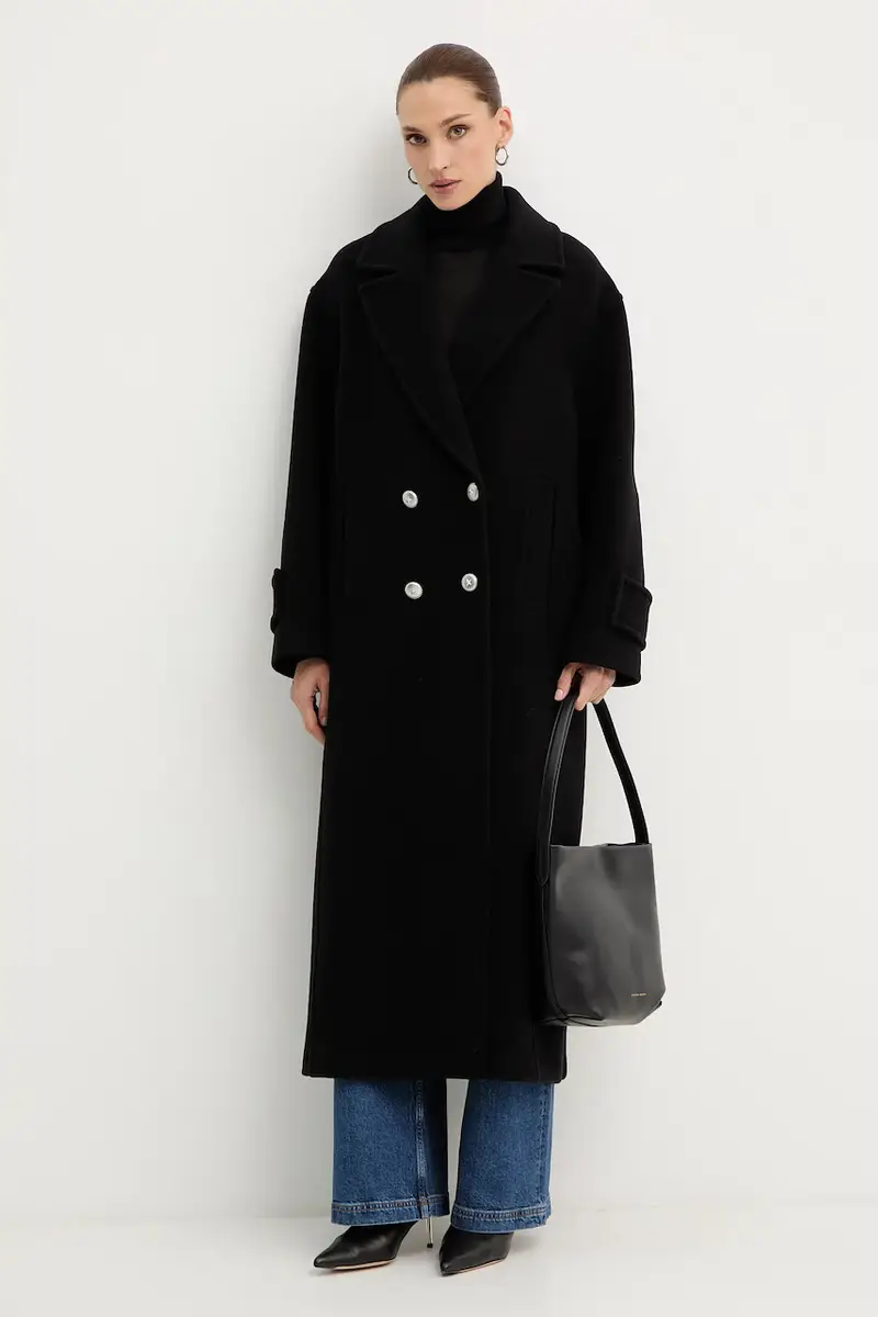 cappotto con lana colore nero 105770 A2SM miniatura 2