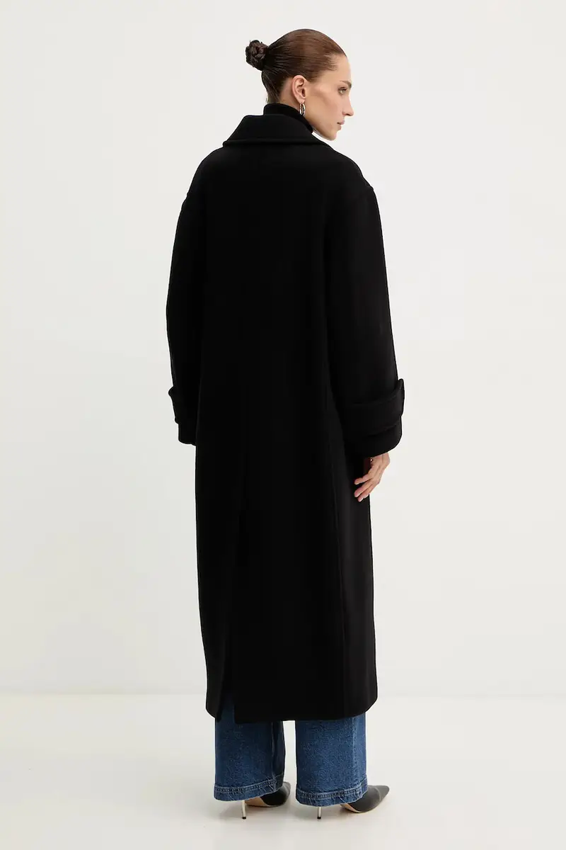 cappotto con lana colore nero 105770 A2SM miniatura 3