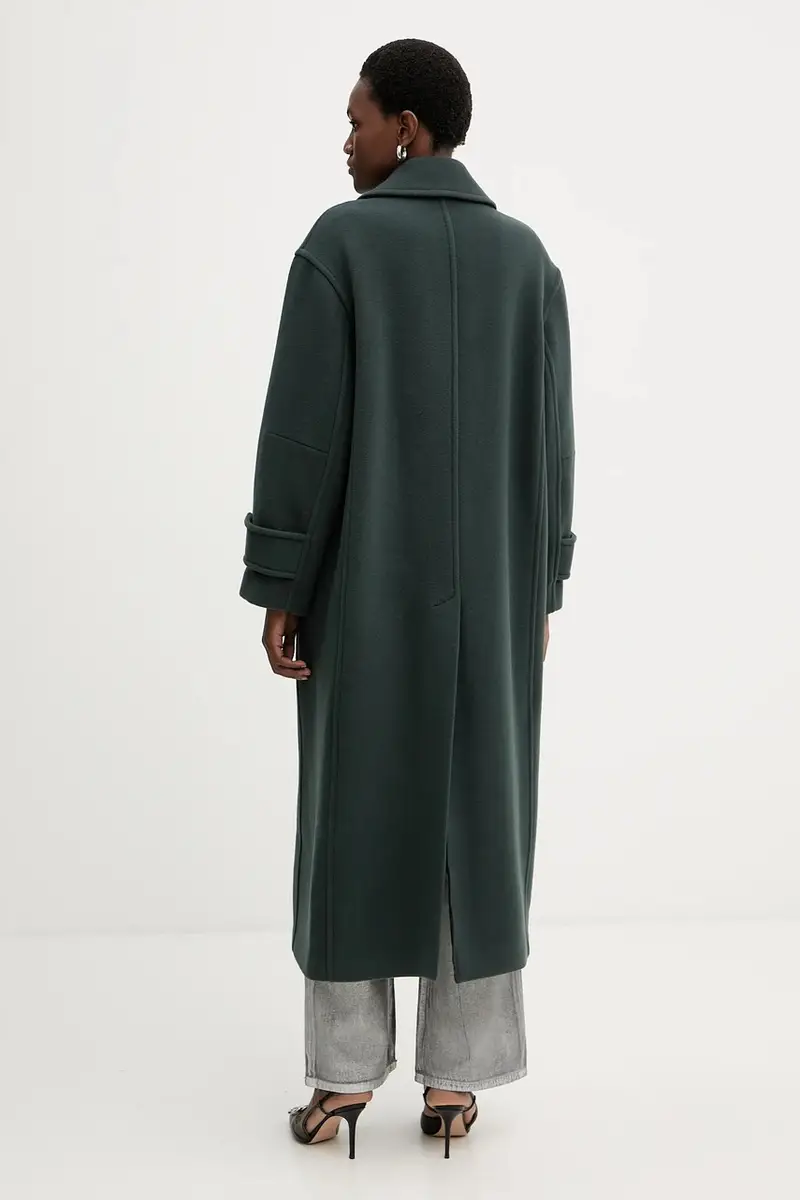 cappotto con lana colore verde 105770 A2SM miniatura 3