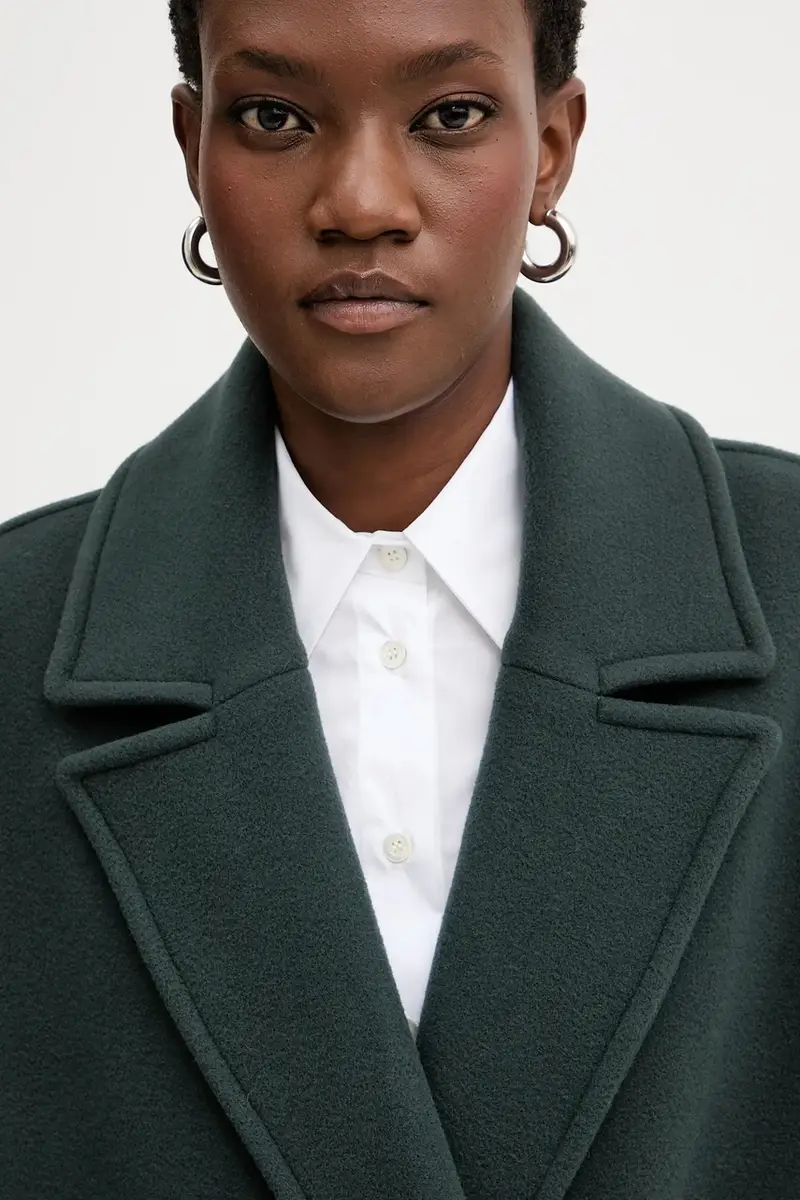 cappotto con lana colore verde 105770 A2SM miniatura 4