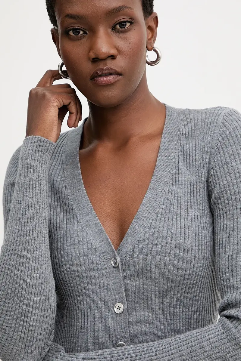 cardigan con lana colore grigio 105506 A18M miniatura 4