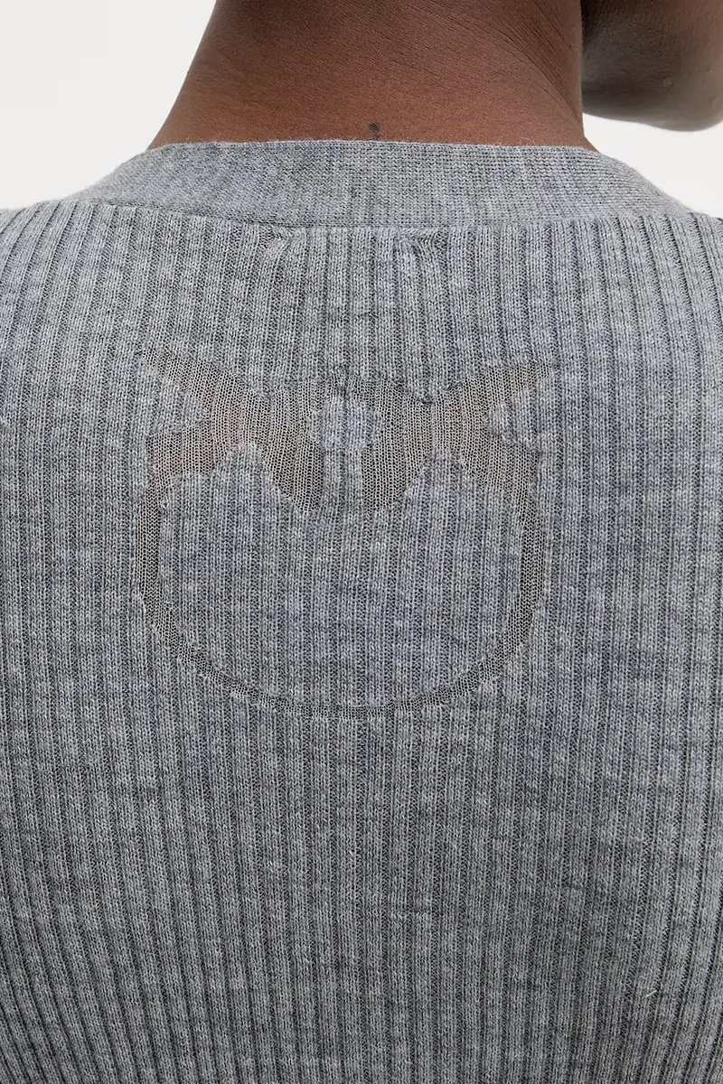 cardigan con lana colore grigio 105506 A18M miniatura 5