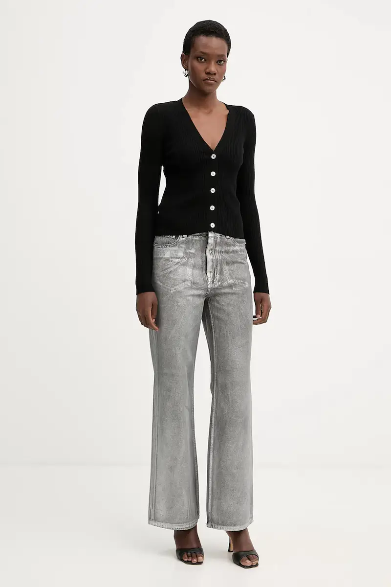 cardigan con lana colore nero 105506 A18M miniatura 2