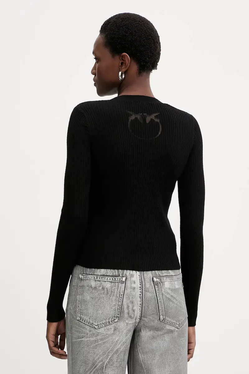 cardigan con lana colore nero 105506 A18M miniatura 3