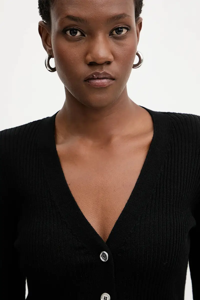 cardigan con lana colore nero 105506 A18M miniatura 4