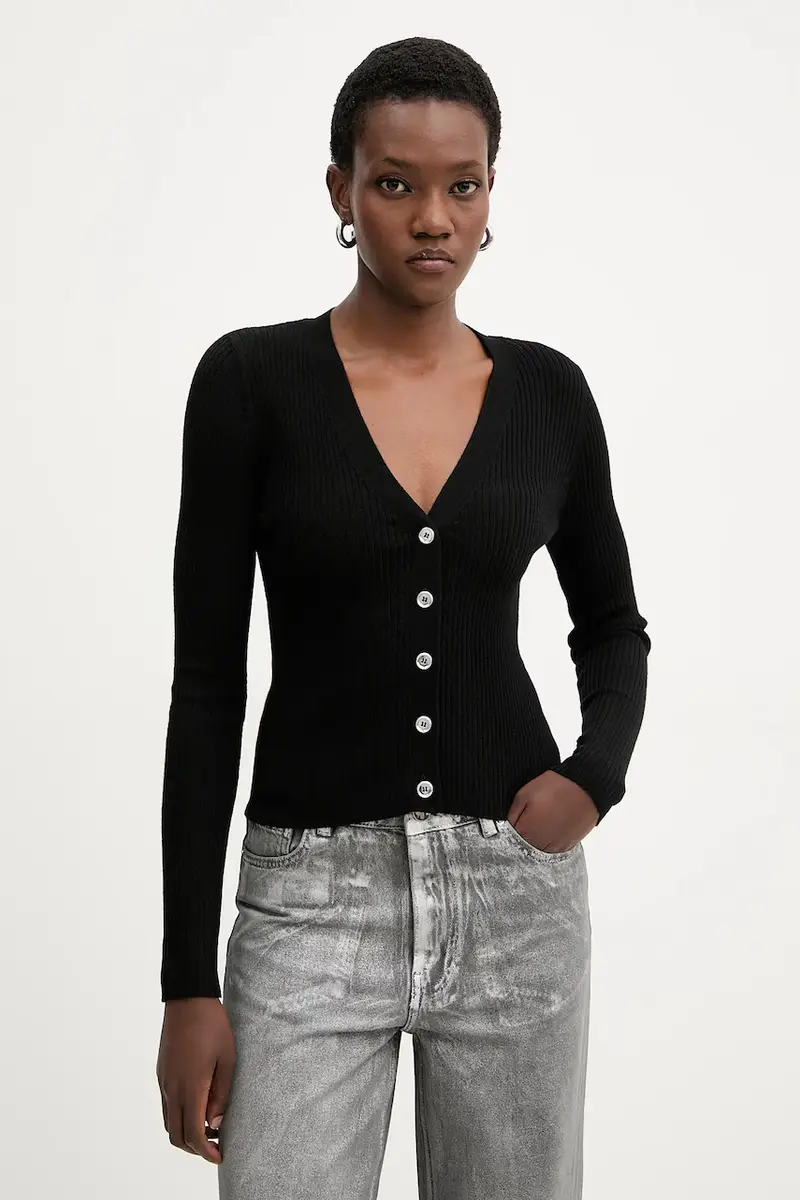 cardigan con lana colore nero 105506 A18M