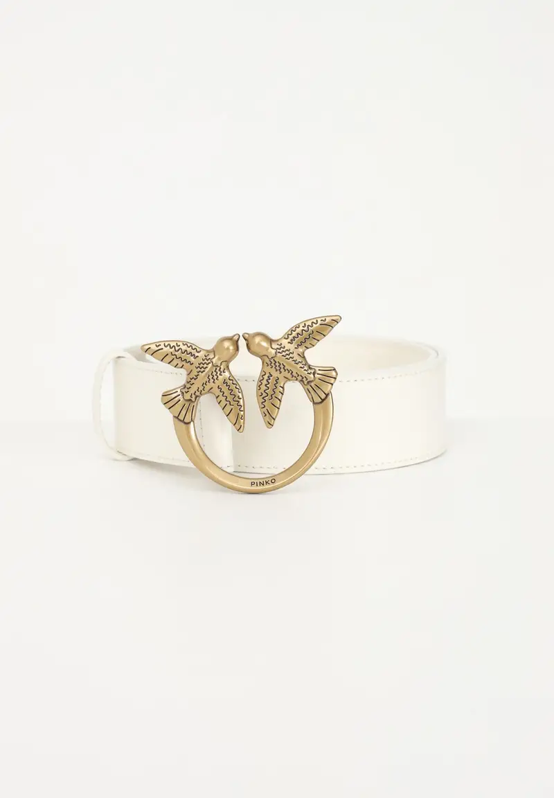 PINKO Cintura bianca da donna con fibbia Love Birds Diamond Cut