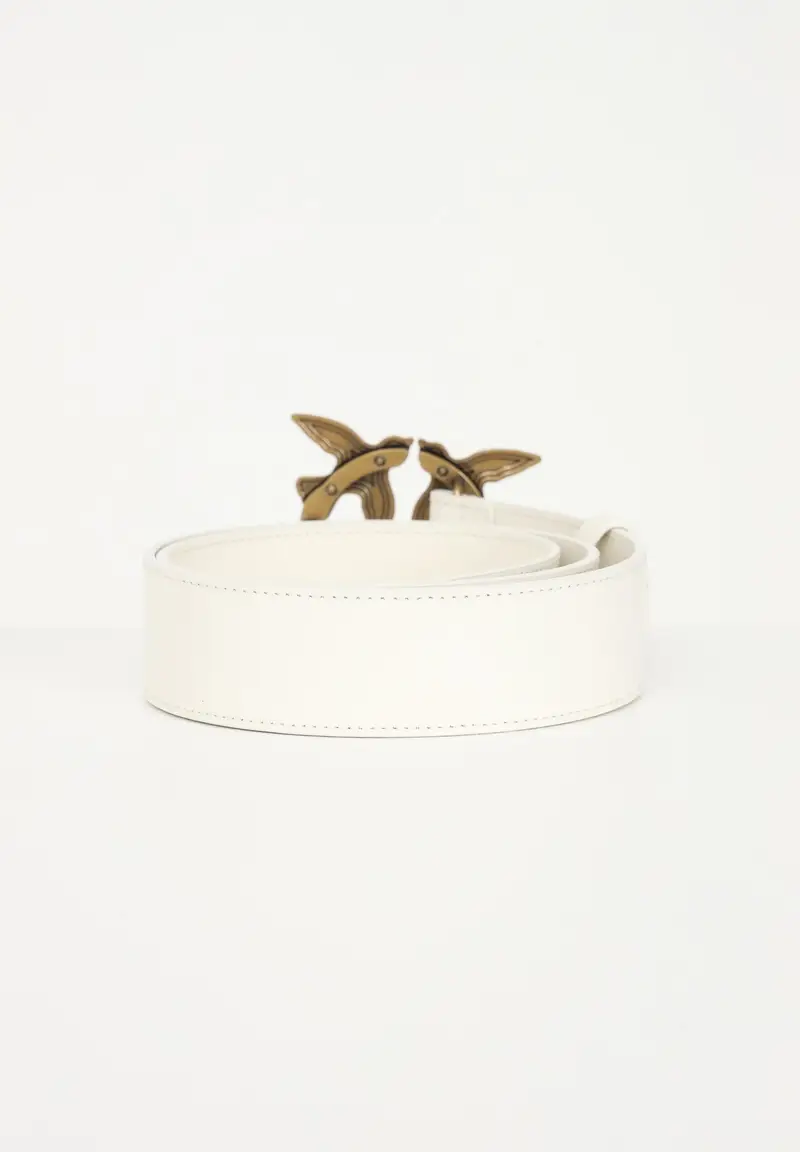 PINKO Cintura bianca da donna con fibbia Love Birds Diamond Cut miniatura 2