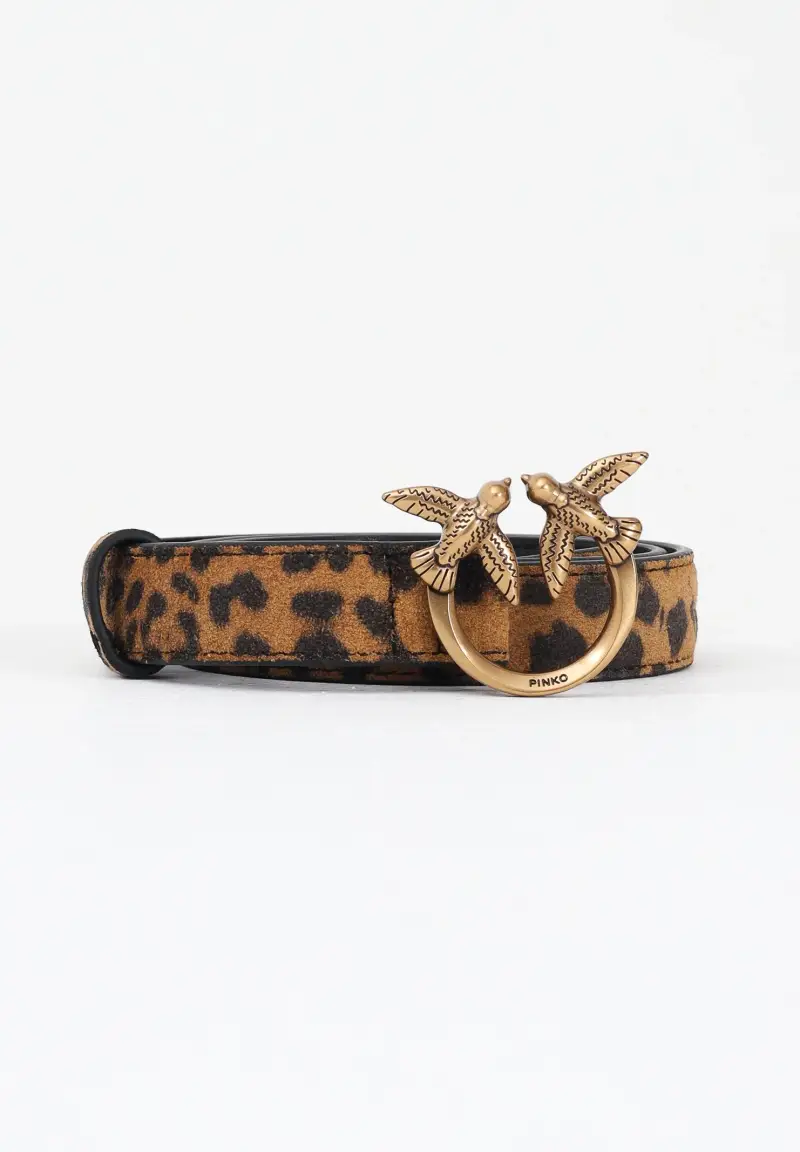 Cintura cammello da donna in Suede Leopardato
