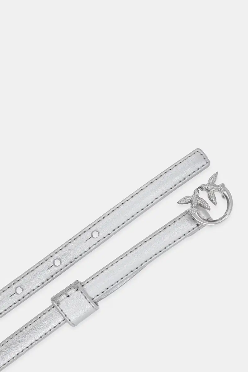 cintura in pelle donna colore beige 102148 A0F1 Argento miniatura 2