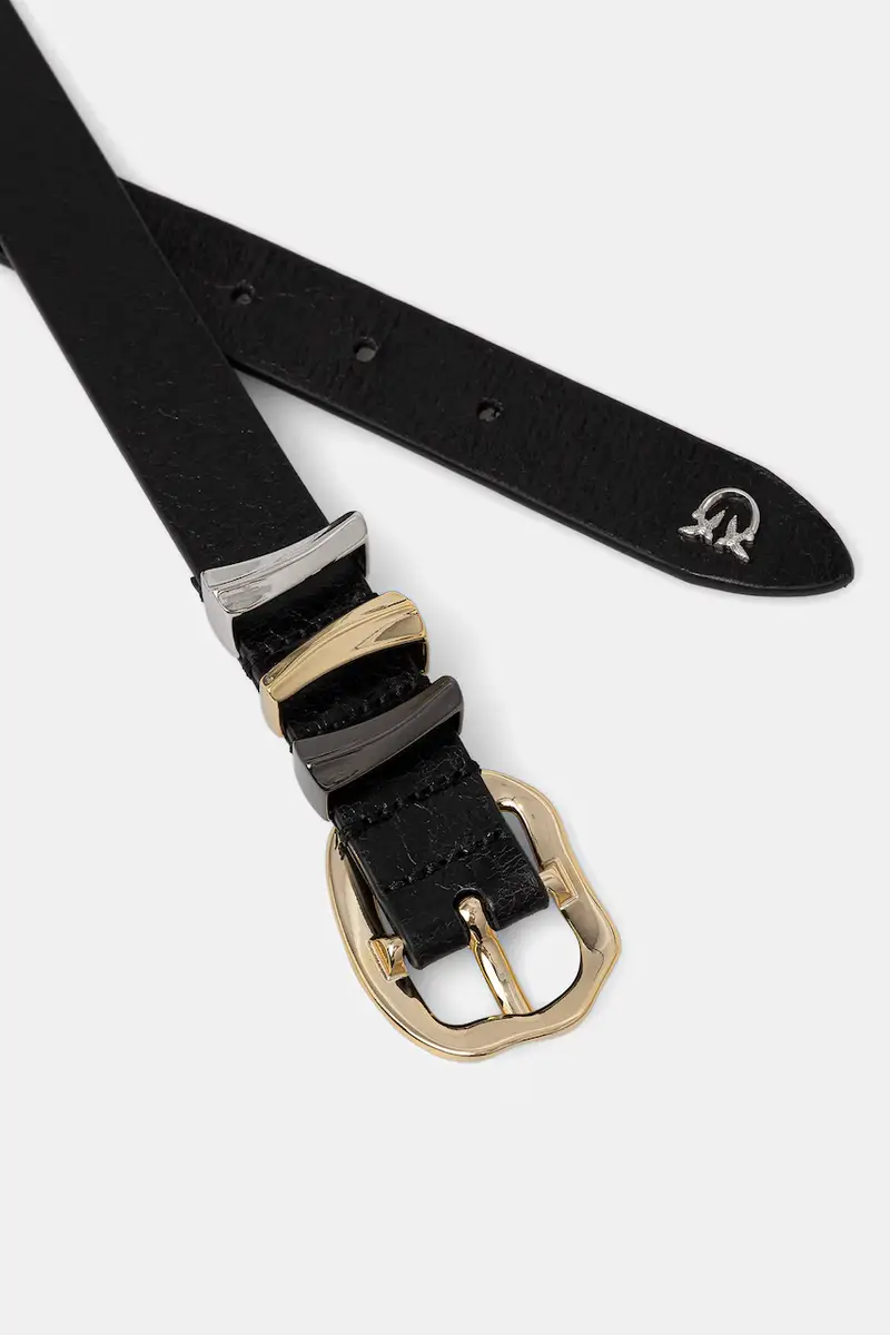 cintura in pelle donna colore nero 105465 A2QK miniatura 2