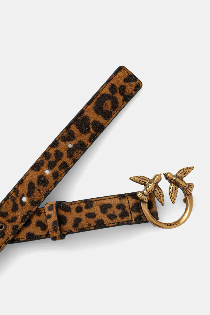 cintura in pelle scamosciata Marrone miniatura 2