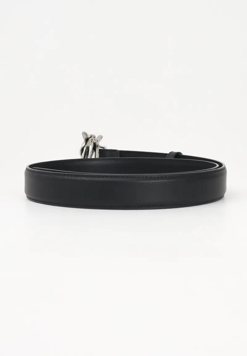 PINKO Cintura Love Birds in morbida pelle mano seta nera da donna miniatura 2