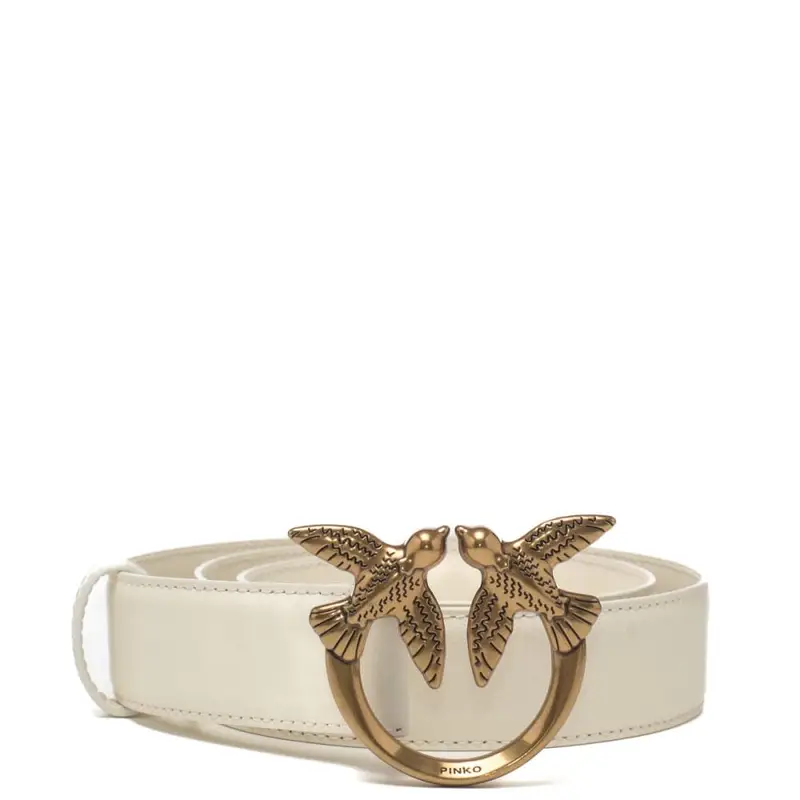 Pinko cintura media 3cm love birds in pelle avorio