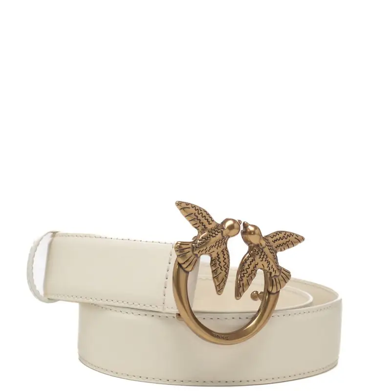 Pinko cintura media 3cm love birds in pelle avorio miniatura 2