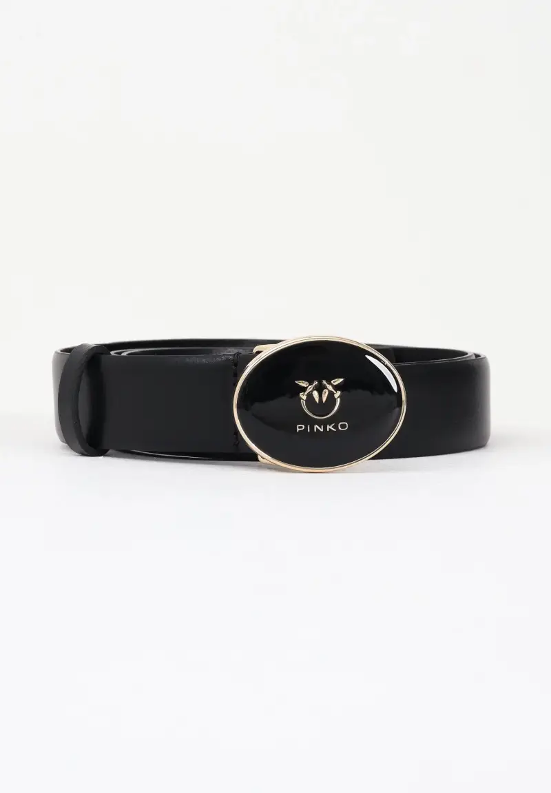 Cintura nera da donna con fibbia logata