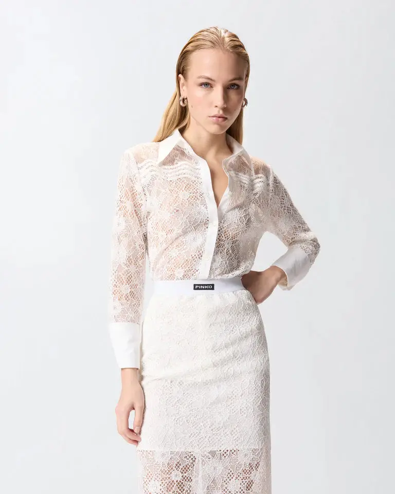 COLINE CAMICIA PIZZO REBRODE SS26 BIANCO