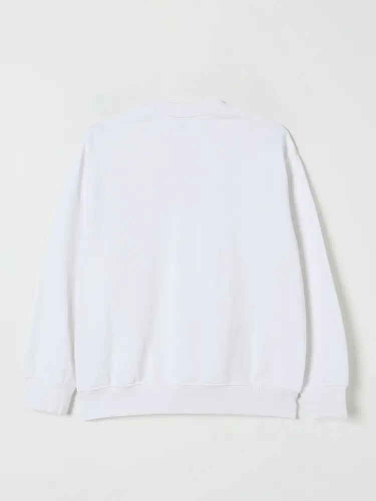 felpa bianca bambina in cotone girocollo logo sul davanti miniatura 2