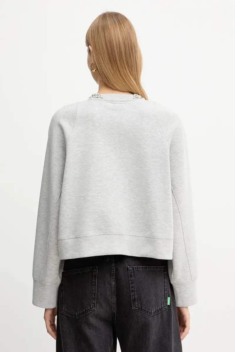 felpa donna colore grigio con applicazione 105717 A2TL miniatura 3