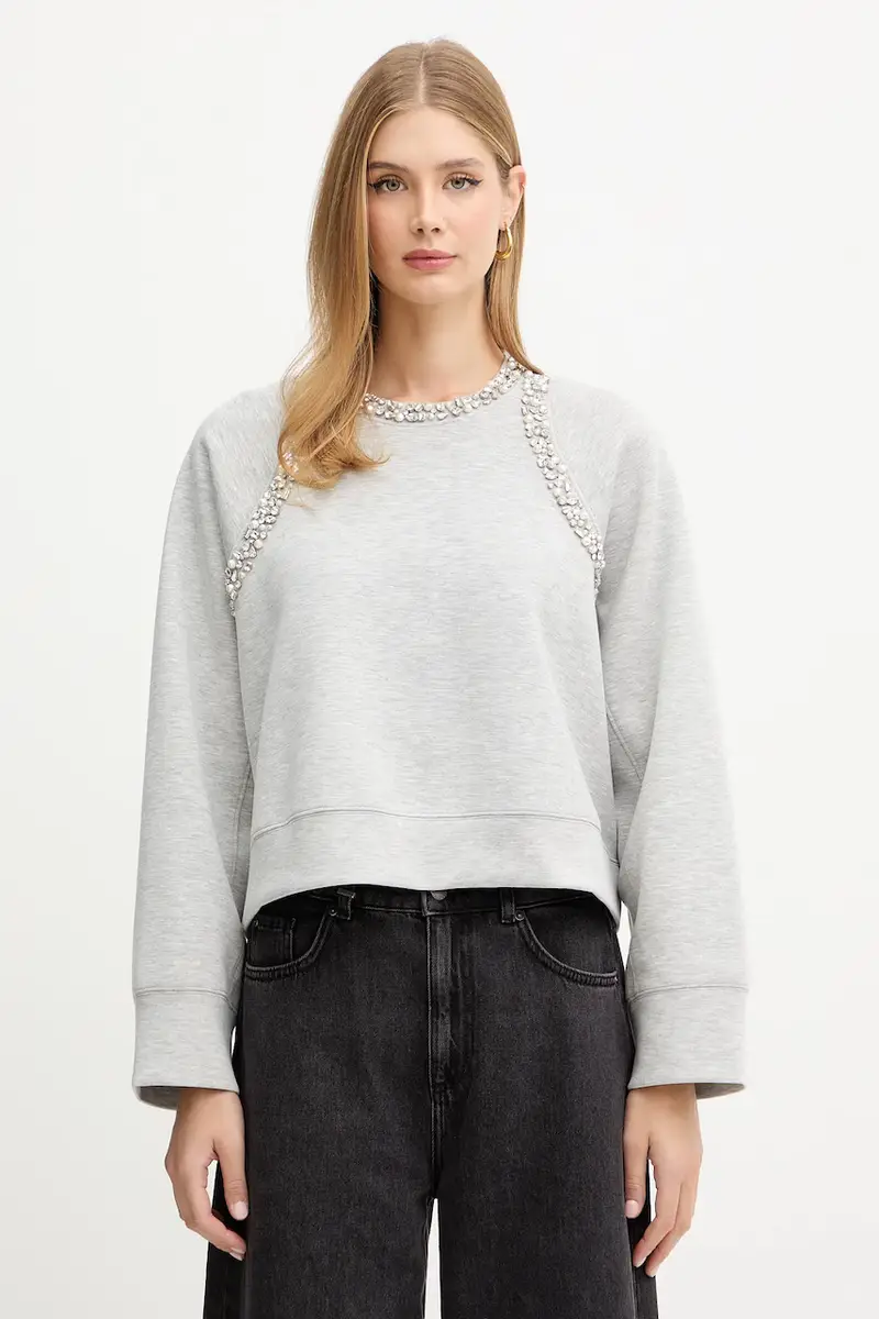 felpa donna colore grigio con applicazione 105717 A2TL