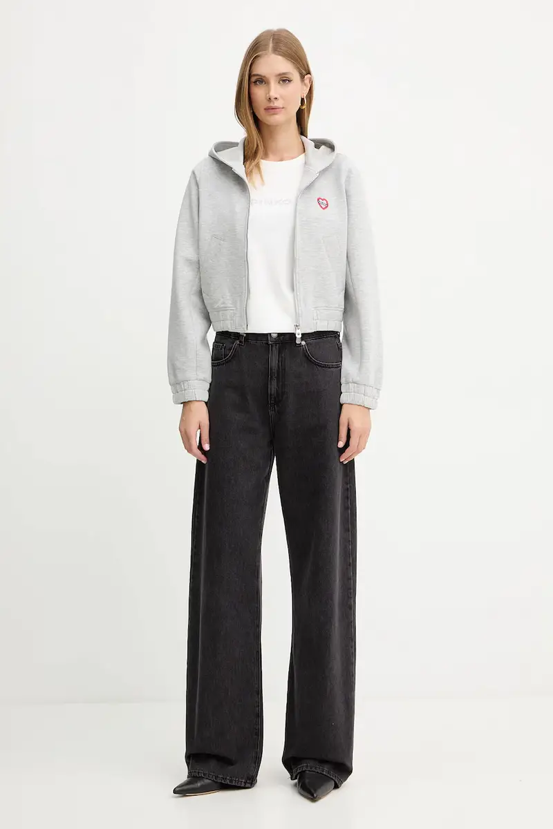 felpa donna colore grigio con cappuccio 104227 A2TL miniatura 2