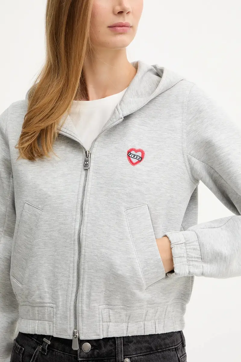 felpa donna colore grigio con cappuccio 104227 A2TL miniatura 4