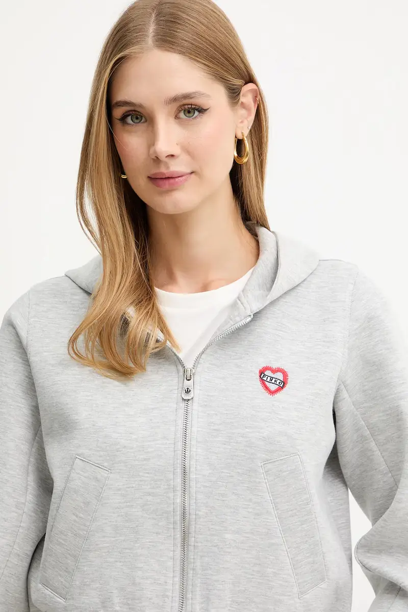 felpa donna colore grigio con cappuccio 104227 A2TL miniatura 5