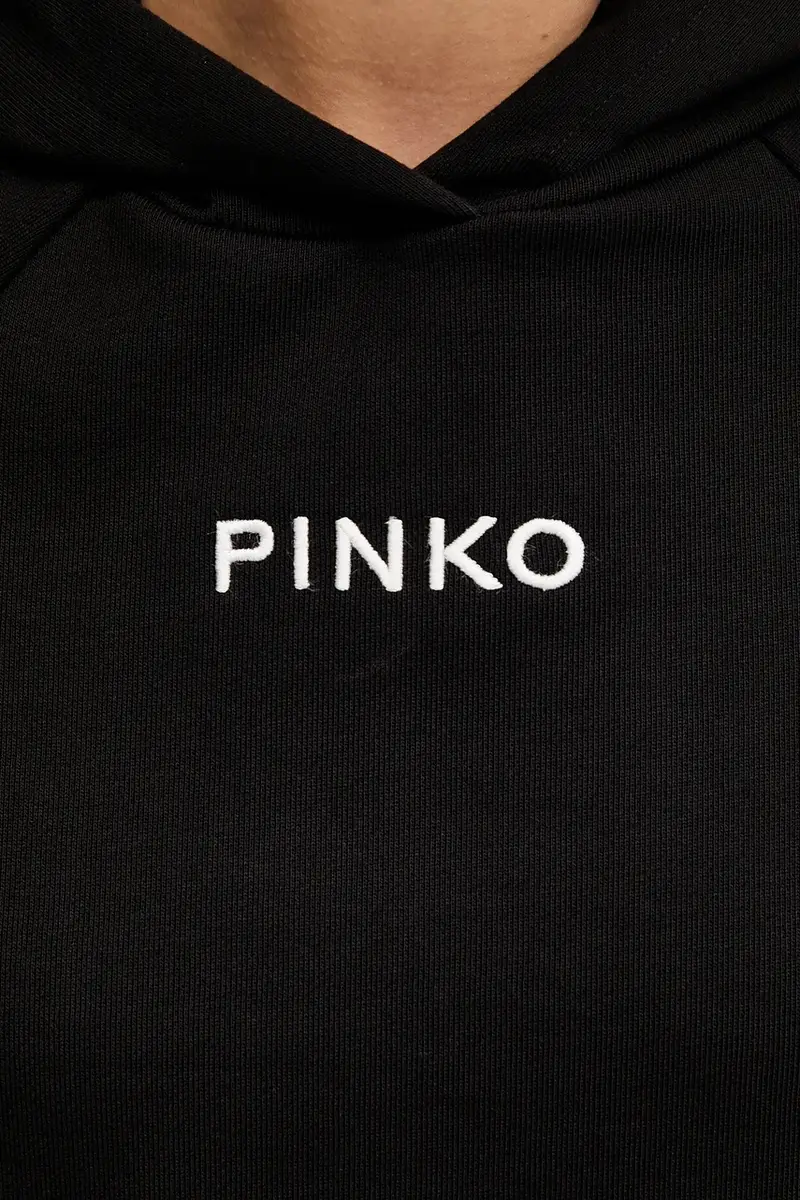 felpa donna colore nero con cappuccio con applicazione 105726 A2UR miniatura 5