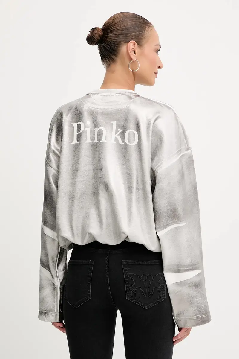 felpa in cotone donna colore argento 105756 A2V1 miniatura 3