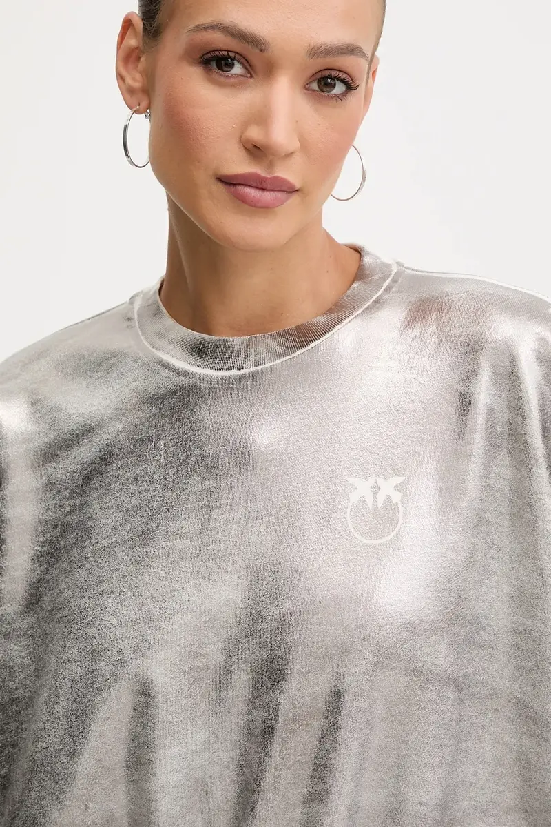 felpa in cotone donna colore argento 105756 A2V1 miniatura 4