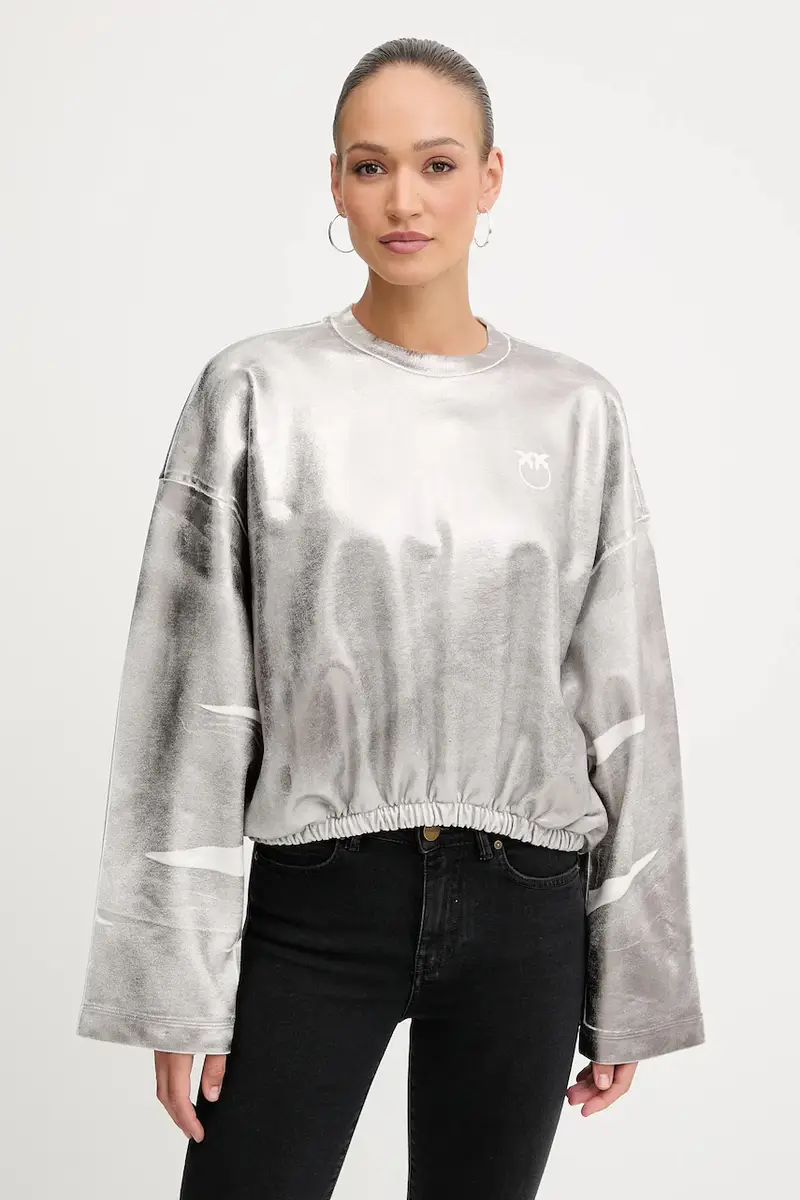 felpa in cotone donna colore argento 105756 A2V1