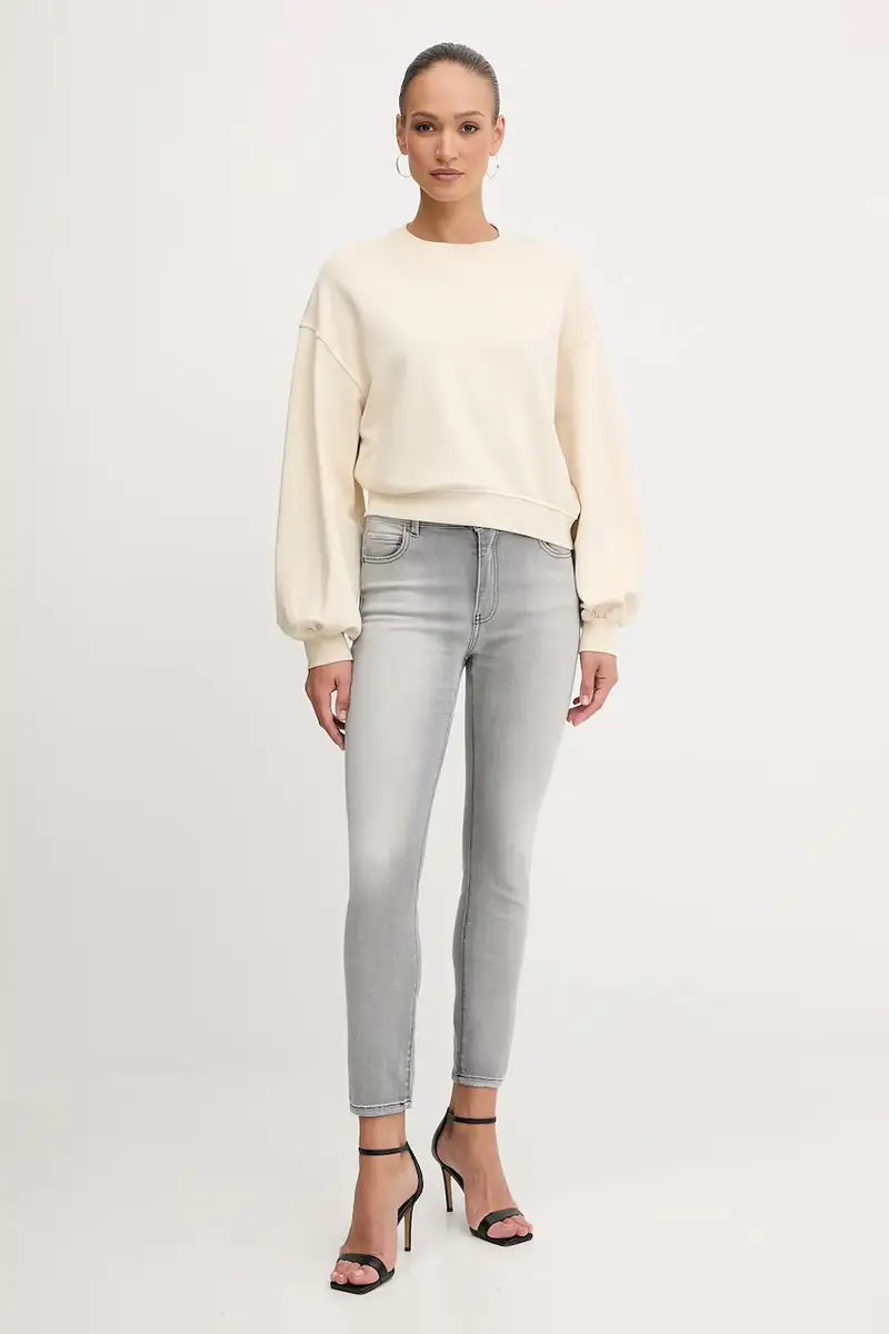 felpa in cotone donna colore beige 105510 A2RB miniatura 2