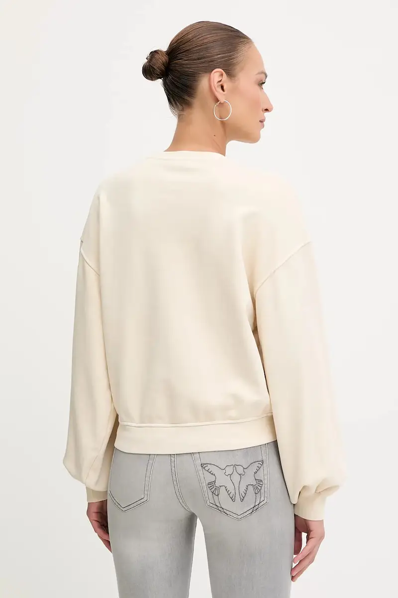 felpa in cotone donna colore beige 105510 A2RB miniatura 3