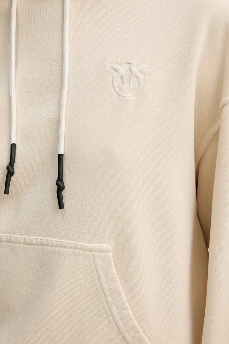 felpa in cotone donna colore beige con cappuccio 105507 A2RB miniatura 5