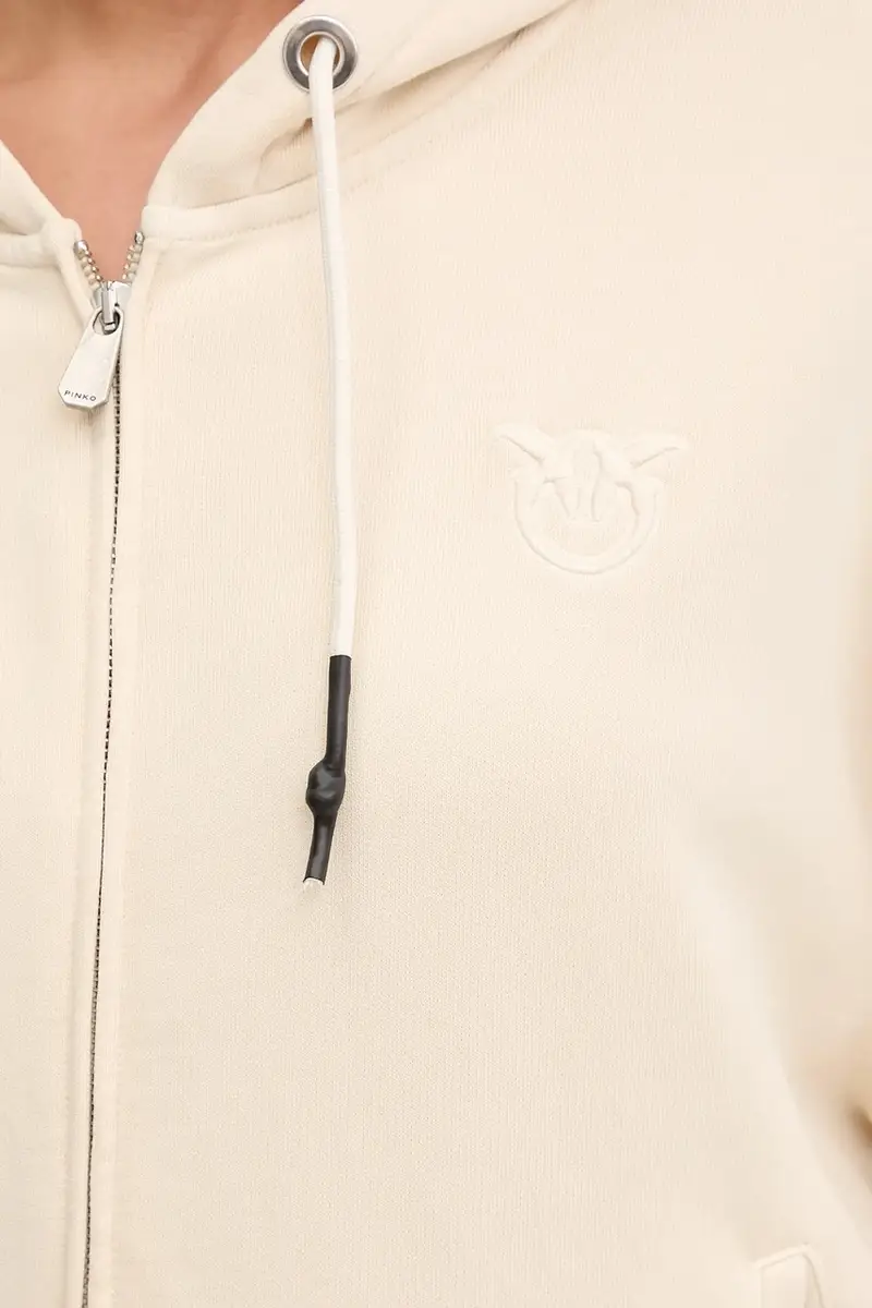 felpa in cotone donna colore beige con cappuccio 105509 A2RB miniatura 5