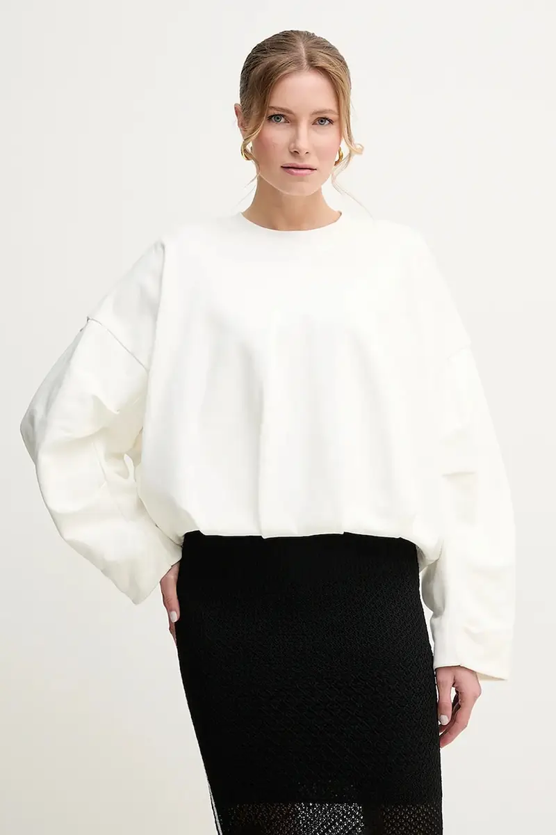 felpa in cotone donna colore bianco 104281 A2D3