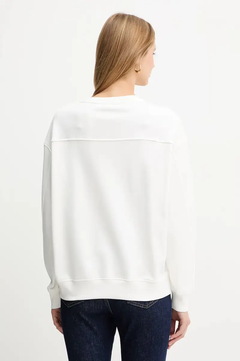 felpa in cotone donna colore bianco con applicazione 100534 A2RO miniatura 3