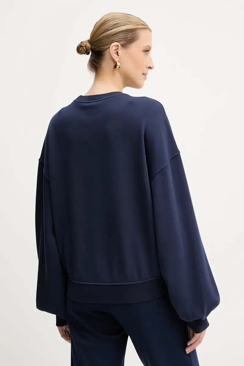 felpa in cotone donna colore blu navy 105510 A2RB miniatura 3