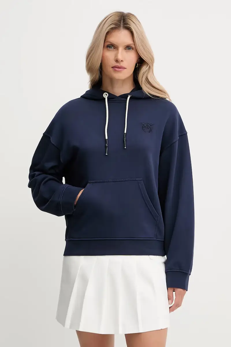felpa in cotone donna colore blu navy con cappuccio 105507 A2RB