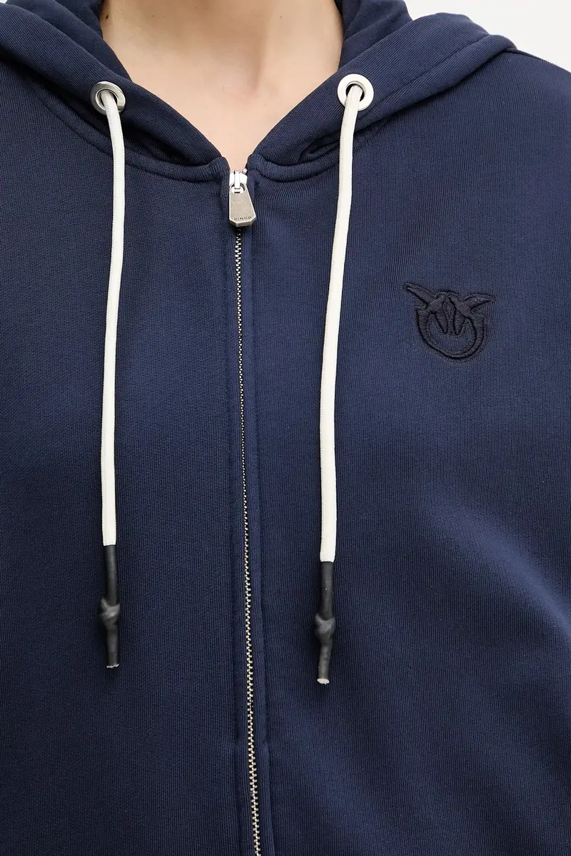 felpa in cotone donna colore blu navy con cappuccio 105509 A2RB miniatura 5