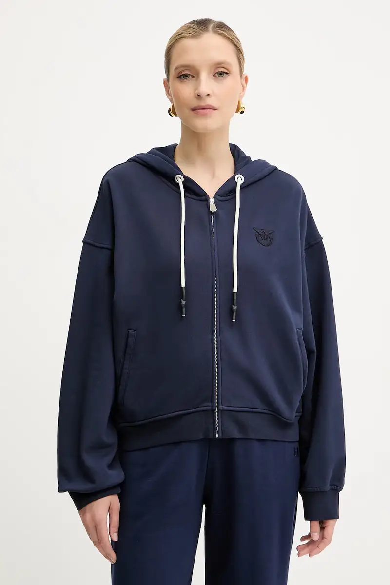 felpa in cotone donna colore blu navy con cappuccio 105509 A2RB