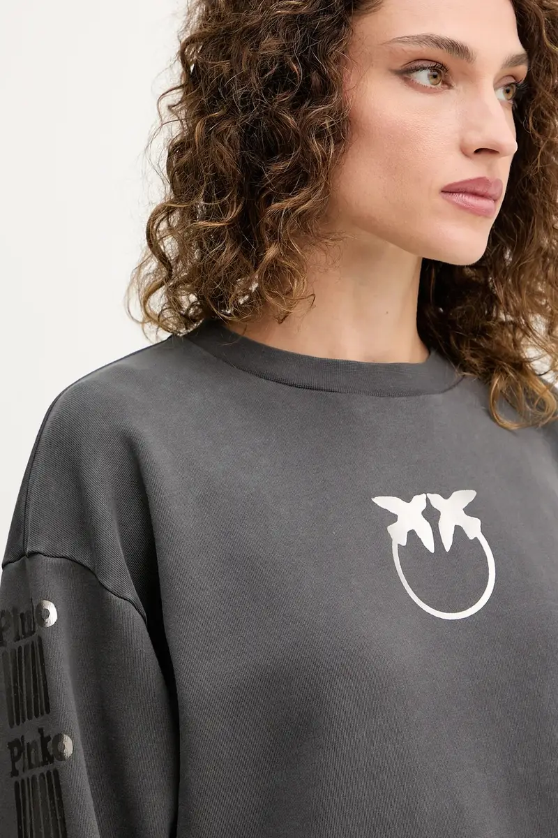 felpa in cotone donna colore grigio 104618 A2V7 miniatura 4