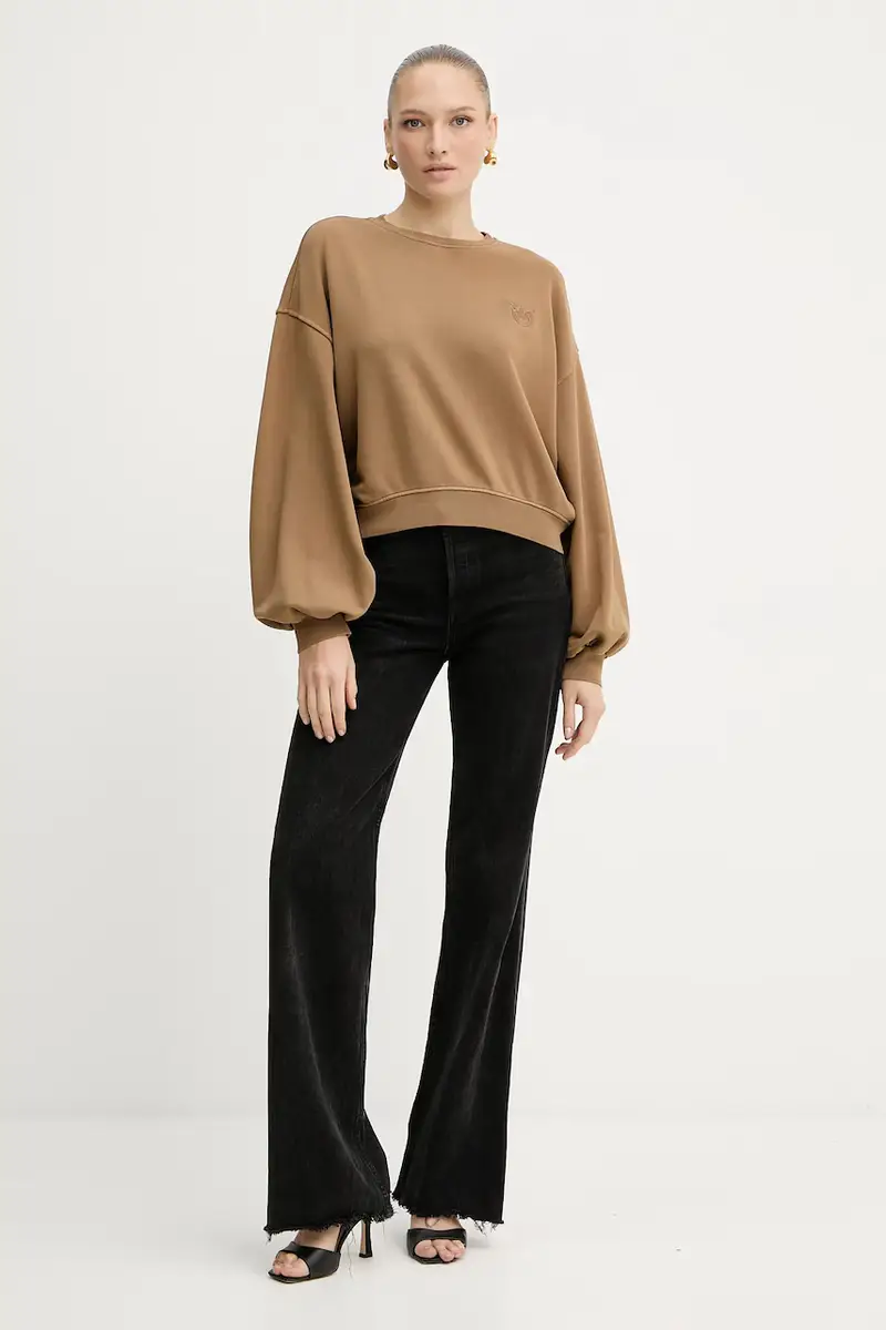 felpa in cotone donna colore marrone 105510 A2RB miniatura 2