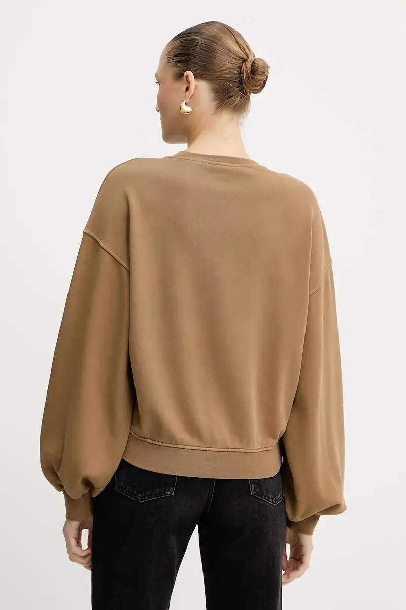 felpa in cotone donna colore marrone 105510 A2RB miniatura 3